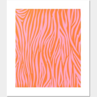 Pink and Orange, Pastel, Zebra Stripes, Pattern Posters and Art